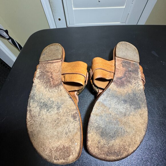 Tory Burch size 10 amanda tan leather sandal slippers - Picture 10 of 12